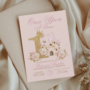 Roze Gouden Kroon Kasteel Prinses 1e Verjaardag In Kaart
