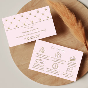 Roze Gouden Kroon Minimale Cake Verzorging Visitekaartje