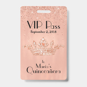 Roze Gouden Kroon Quinceañera VIP-badge Badge