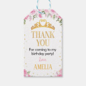Roze Gouden Kroonprinses Verjaardag Dank u Label Cadeaulabel (Voorkant)