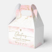 Roze Gouden Kruis Dank je Meisje Doop Bedankdoosjes (Achterkant)