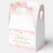 Roze Gouden Kruis Dank je Meisje Doop Bedankdoosjes (Geopend)