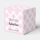 Roze Gouden Kruis Gepersonaliseerde Baby Meisje Do Bedankdoosjes (Achterkant)