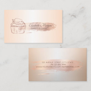 Roze Gouden Kwaststreek Glitter Cupcake Visitekaartje