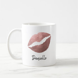 Roze Gouden Lippenstift Kus Afdruk Koffiemok