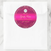 Roze Gouden Logo en Initialen Glitter Product Labe Ronde Sticker (Tas)
