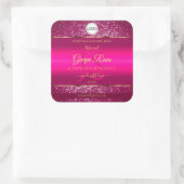 Roze Gouden Logo en Initialen Glitter Product Labe Vierkante Sticker (Tas)