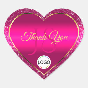Roze Gouden Logo en Initialen Glitter Schattige Da Hart Sticker