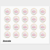 Roze gouden lotusbloem logo ronde sticker (Vel)