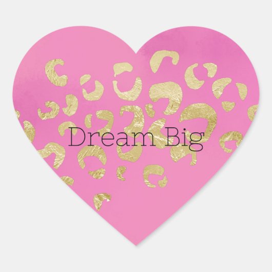 Roze Gouden Luipaard Hart Sticker (Voorkant)