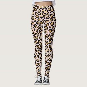 Roze Gouden Luipaard Patroon Leggings