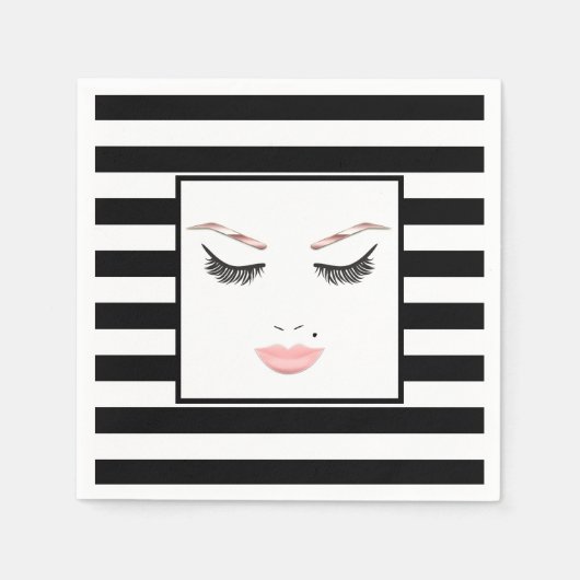 Roze Gouden Make-up Gezicht Wenkbrauwen Lippen Gla Servet (Voorkant)
