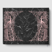 Roze Gouden Marmer Art Deco Pauw Huwelijk Gastenboek (Achterkant)