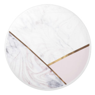 Roze Gouden Marmer Draaiing & Roze Roze Brons Glam Keramische Knop