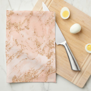 Roze Gouden Marmer Glitter Theedoek