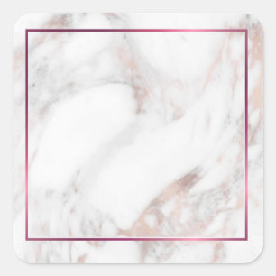 Roze Gouden Marmer Lege Sjabloon Aangepast Modern Vierkante Sticker