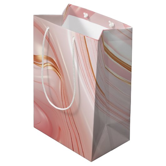 Roze & Gouden Marmer Medium Cadeauzakje (Achterkant Gekanteld)
