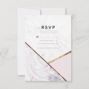 Roze Gouden Marmer Wervel Blush Roze Huwelijk RSVP Kaartje