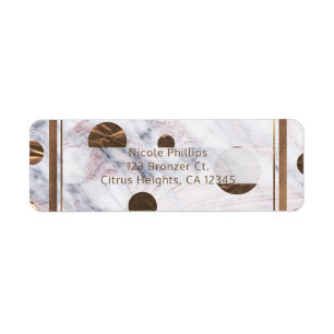 Roze Gouden Marmer Werveling Brons Koper Chic Glam Etiket