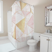 Roze & Gouden Marmeren Poly Geometrische Driehoeke