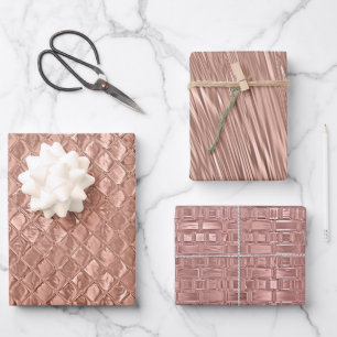 Roze Gouden Metallic Folie Look Textuur Inpakpapier Vel