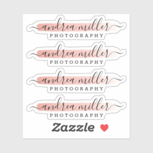 Roze Gouden Minimalistische Verf Swash Logo Aangep Sticker