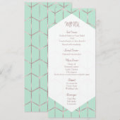 Roze Gouden Mintgroene Chic Geometrische Trouwmenu Menu (Voorkant / Achterkant)