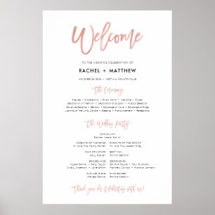 Roze Gouden Modern Sprookjes Huwelijksprogramma Bo Poster