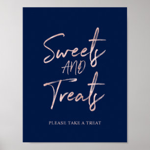 Roze Gouden Moderne Borstel Lettering Dessert Bar Poster