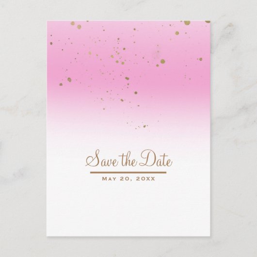 Roze & Gouden Moderne Glam Chic Trouw Save the Dat Aankondigingskaart (Voorkant)