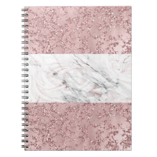 Roze Gouden Moderne Glam Marmer & Glitter Decorati Notitieboek