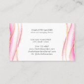 Roze Gouden Moderne Kunst Vloeibare Inkt Waterverf Visitekaartje (Achterkant)