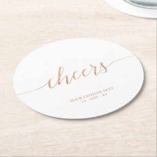 Roze gouden moderne lettering Cheers feest eveneme Ronde Kartonnen Onderzetter