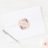 Roze gouden monogram Confetti Bloem Ronde Sticker (Envelop)