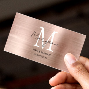 Roze Gouden Monogram Elegant Modern Visitekaartje