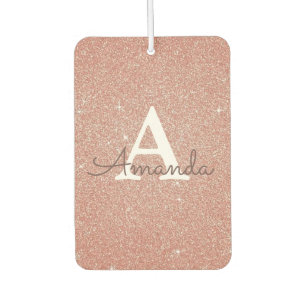 Roze Gouden Monogram Naam Auto Luchtverfrisser