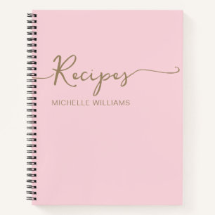 Roze Gouden Monogram Naam Handtekening Kookboek Re Notitieboek