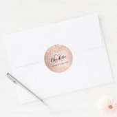 Roze gouden monogram naam  ronde sticker (Envelop)