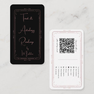Roze Gouden Mystieke Tarotlezer Sociale Media QR Visitekaartje