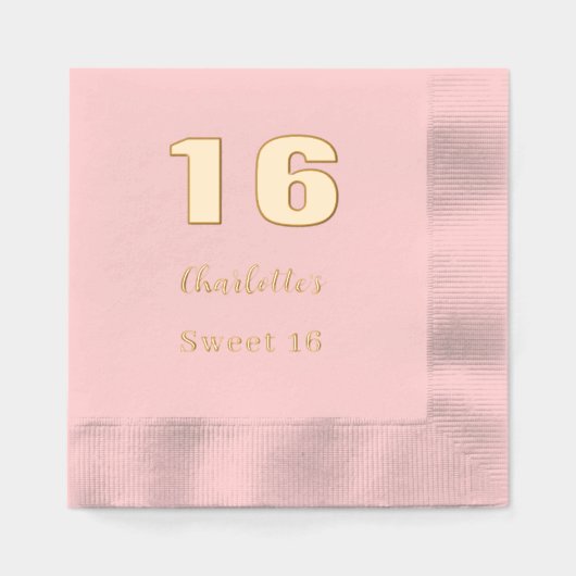 Roze gouden naam elegant verjaardagsfeestje folie servetten (Voorkant)