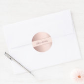 Roze gouden naam ronde sticker (Envelop)