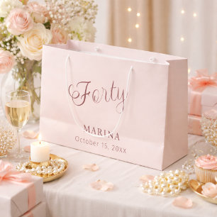 Roze gouden naam schrift 40ste verjaardag groot cadeauzakje