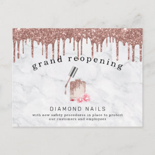 Roze Gouden Nagelsalon Groot Heropening Covid Veil Briefkaart