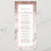 Roze Gouden Nep Glitter Marmer Script Bruiloft Programma (Achterkant)