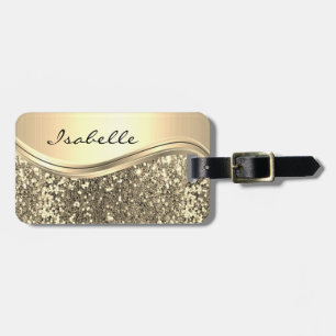 Roze Gouden Nep Glitters Glamour Persoonlijke Meta Bagagelabel