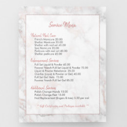 Roze-Gouden Nep Marmeren Prijs Menu Lijst