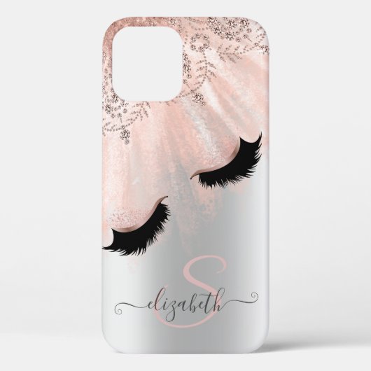 Roze Gouden Nep Wimpers Zilver Case-Mate iPhone Case (Achterkant)