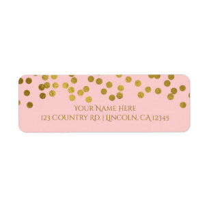 Roze & Gouden Nepfolie Confetti Stippen Etiket
