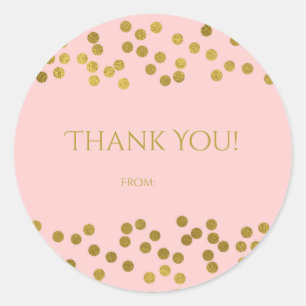 Roze & Gouden Nepfolie Confetti Stippen Favor Ronde Sticker