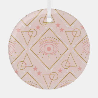 Roze gouden ogen: geometrisch naadloos ontwerp glas ornament